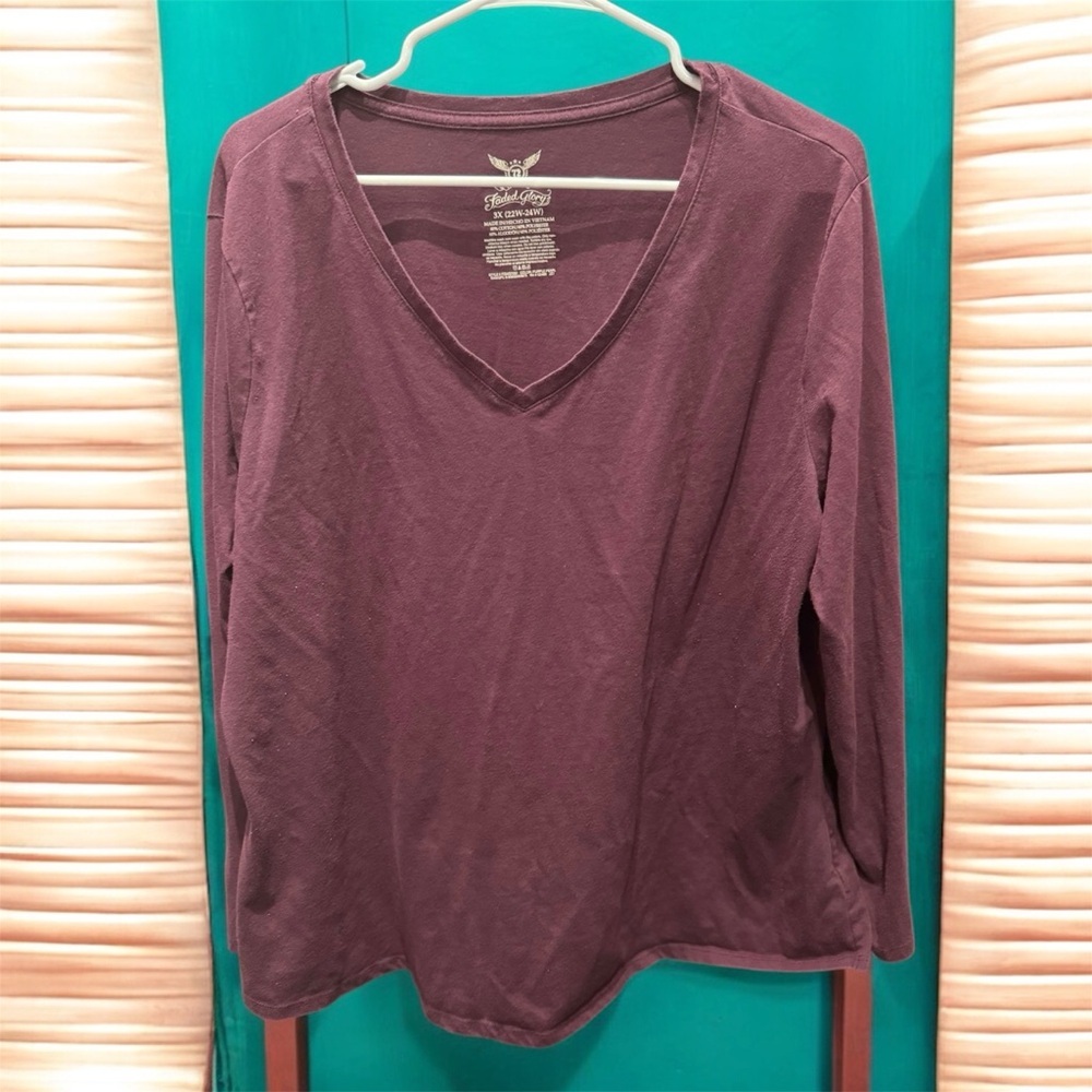 Faded Glory Women's Long Sleeve Purple Top 3X